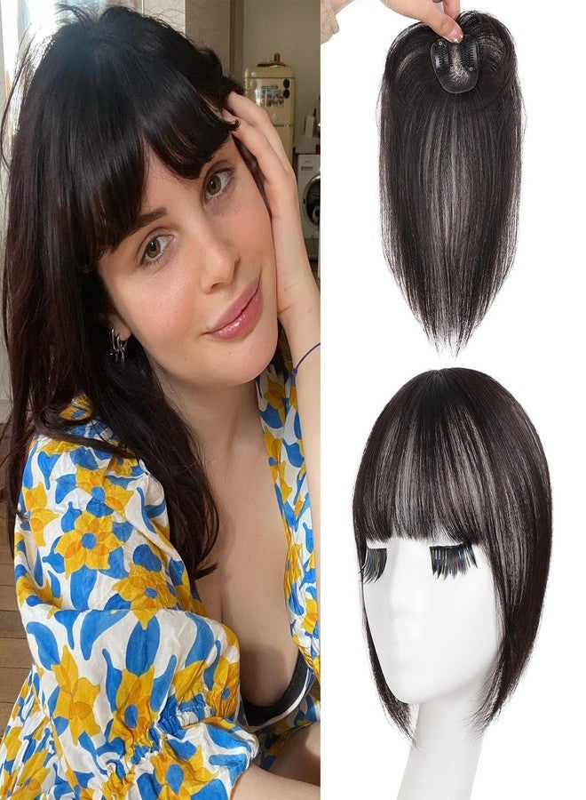 Eawwii Natural Black Clip-in Bangs, French Bangs 2 Secure Clips, Temples Hairpieces for Authentic-looking Bangs, 100% Human Hair Extensions for Bangs - Image 1
